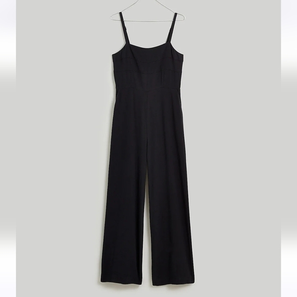 Madewell Square-Neck Wide-Leg Sleeveless Jumpsuit True Black size 00 NWT NM489 - Picture 5 of 11